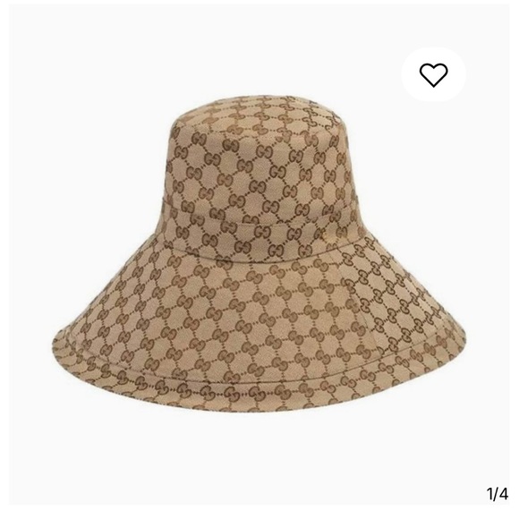 Gucci Tan Wide-Brimmed Hat with Iconic Monogram - Picture 1 of 10
